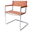 Saddle Leather Accent Chair Stainless Steel Arm Chair - Amber -Set of 2