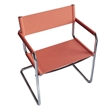 Saddle Leather Accent Chair Stainless Steel Arm Chair - Amber -Set of 2