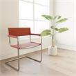 Saddle Leather Accent Chair Stainless Steel Arm Chair - Amber -Set of 2