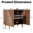 Brown Vintage Fluted Sideboard Cabinet with Metal Legs & Adjustable Shelf