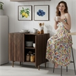 Brown Vintage Fluted Sideboard Cabinet with Metal Legs & Adjustable Shelf
