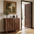 Brown Vintage Fluted Sideboard Cabinet with Metal Legs & Adjustable Shelf