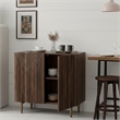 Brown Vintage Fluted Sideboard Cabinet with Metal Legs & Adjustable Shelf