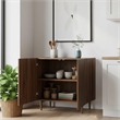 Brown Vintage Fluted Sideboard Cabinet with Metal Legs & Adjustable Shelf