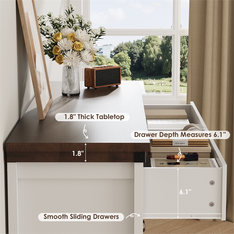 Farmhouse 8-Drawer Dresser with Anti-Tipping Device & Storage Organizer - White