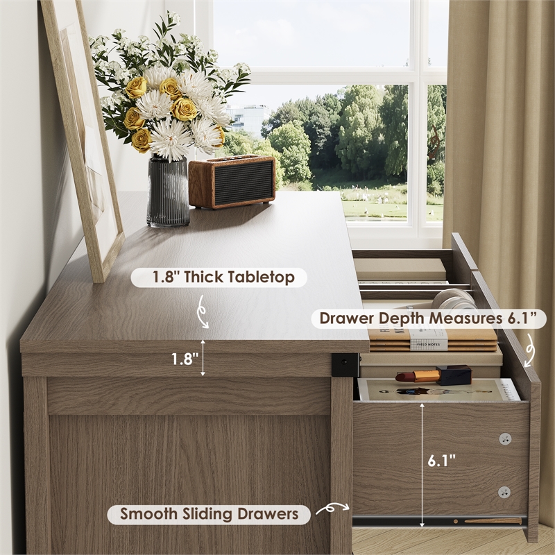 Modern 7-Drawer Dresser with Anti-Tipping Device & Storage Organizer - Oak