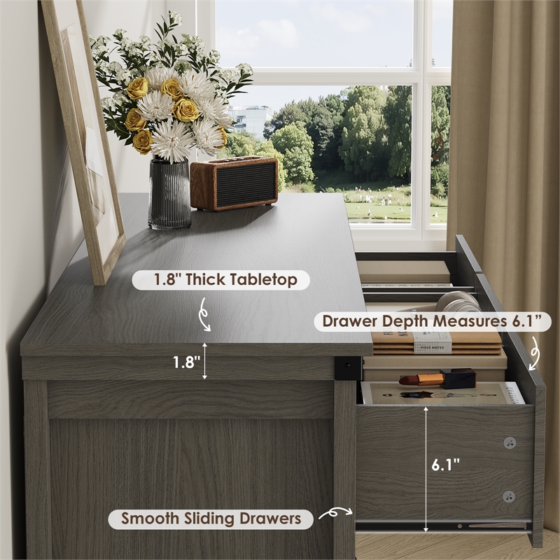 Modern 7-Drawer Dresser with Anti-Tipping Device & Storage Organizer  - Gray