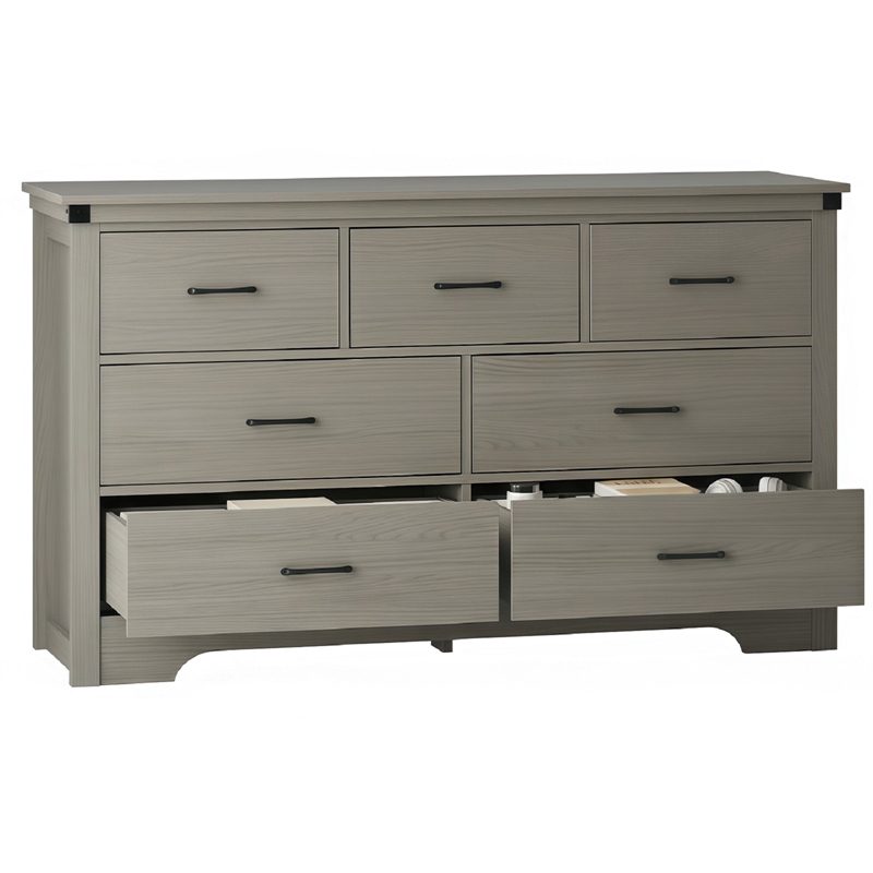 Modern 7-Drawer Dresser with Anti-Tipping Device & Storage Organizer  - Gray