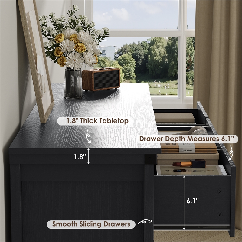 Modern 7-Drawer Dresser with Anti-Tipping Device & Storage Organizer - Black