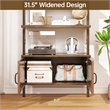 Boho Engineered Wood Wall-Mounted Bookshelf with Rattan Cabinet - Light Brown