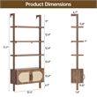 Boho Engineered Wood Wall-Mounted Bookshelf with Rattan Cabinet - Light Brown