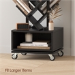 360-Degree Rotating Double V Bookcase with Lockable Wheels & Storage - Black