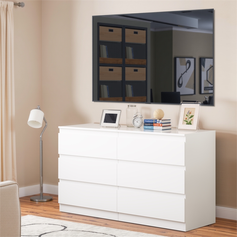 White Handleless 3-Drawer End Table with Waterproof Finish & Corner Protectors