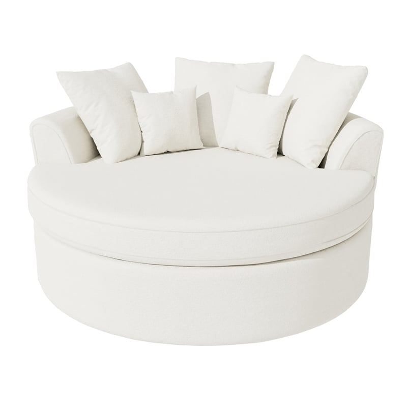 CRO Decor White Fabric free-install fully foam-filled Compressed sofa