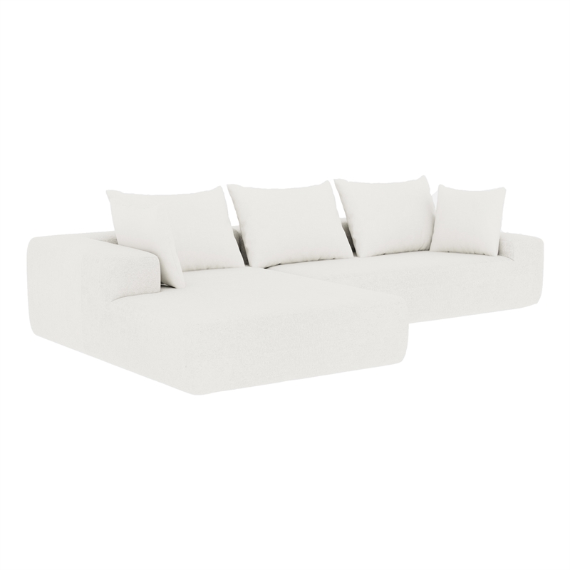 White L-shaped  Chenille free-install fully foam-filled Compressed sofa