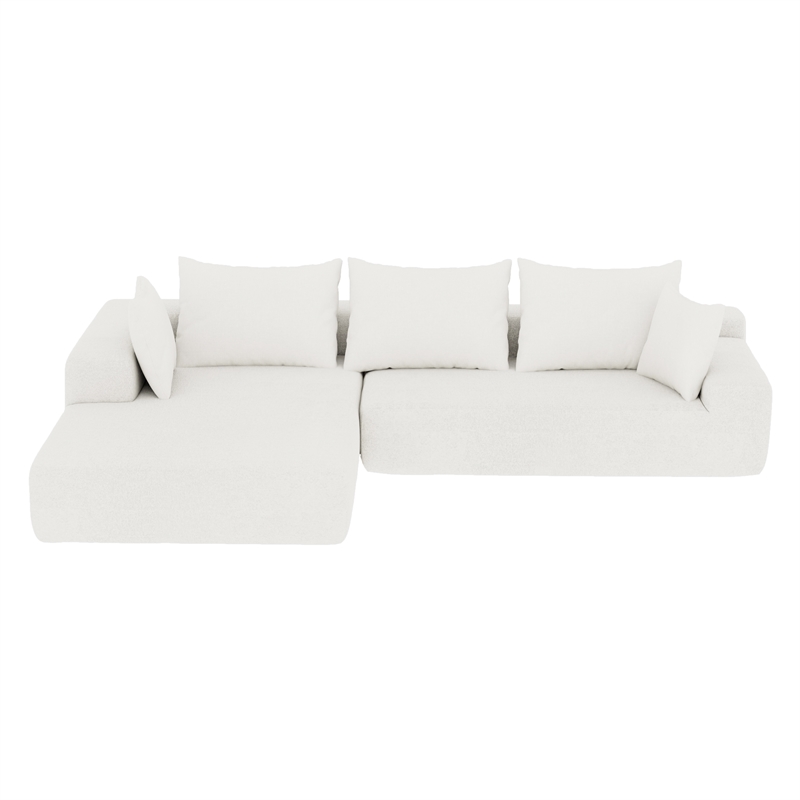 White L-shaped  Chenille free-install fully foam-filled Compressed sofa