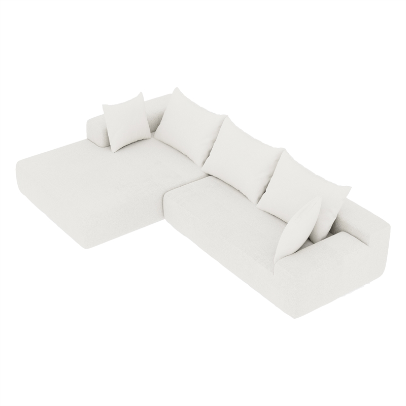 White L-shaped  Chenille free-install fully foam-filled Compressed sofa