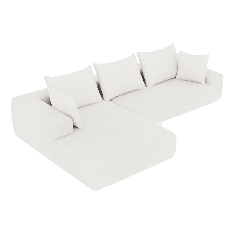 White L-shaped  Chenille free-install fully foam-filled Compressed sofa