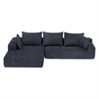 Blue L-shaped Chenille free-install fully foam-filled Compressed sofa