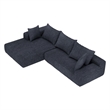Blue L-shaped Chenille free-install fully foam-filled Compressed sofa