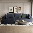 Blue L-shaped Chenille free-install fully foam-filled Compressed sofa
