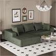 Green L-shaped Chenille free-install fully foam-filled Compressed sofa
