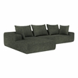Green L-shaped Chenille free-install fully foam-filled Compressed sofa