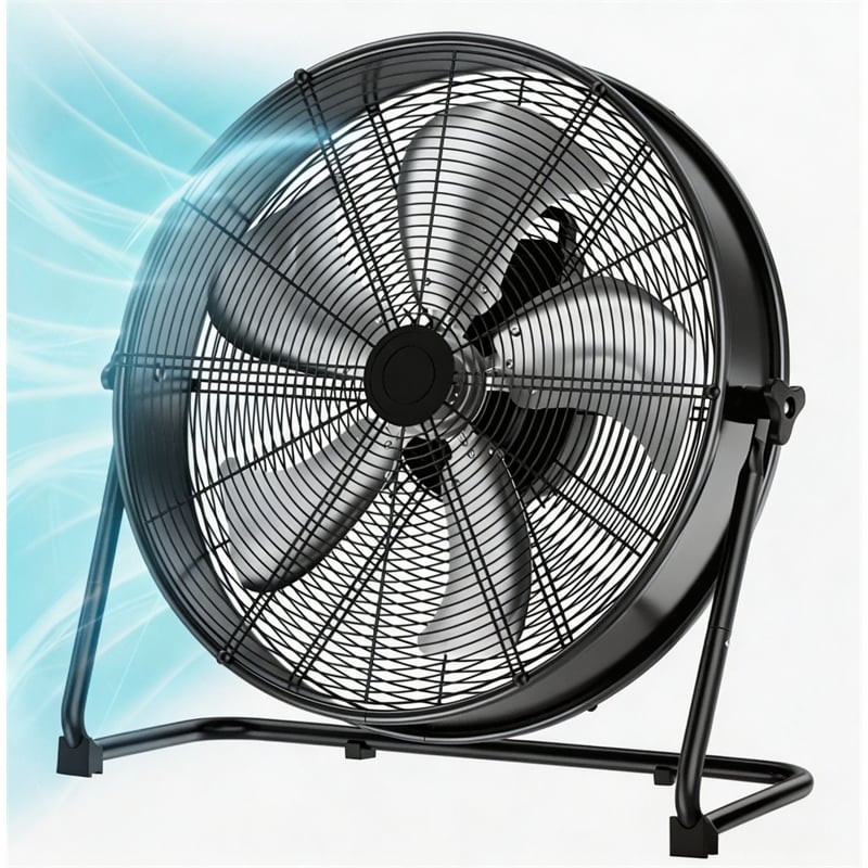 Black Steel 20 Inch Industrial Drum Fan with 5 Blades and 4650 CFM