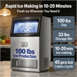 Silver Stainless Steel 100 lbs Ice Maker with 6 Thickness Levels and LED