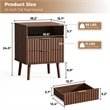 Brown Fluted Nightstand 2 Drawer Bedside Table Engineered Wood Rose Gold Handle
