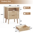 Medium Wood Fluted Nightstand with 2 Drawers and Open Shelf Engineered Wood Bedside Table Rose Gold Handles