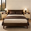 Medium Wood Fluted Nightstand with 2 Drawers and Open Shelf Engineered Wood Bedside Table Rose Gold Handles