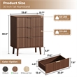 Brown Fluted Nightstand with 3 Drawers Engineered Wood Bedside Table Rose Gold Handles