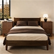 Brown Fluted Nightstand with 3 Drawers Engineered Wood Bedside Table Rose Gold Handles