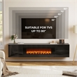 Black Floating TV Stand with Fireplace - 70 Inch Engineered Wood Entertainment Center