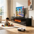 Black Floating TV Stand with Fireplace - 70 Inch Engineered Wood Entertainment Center