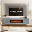 Gray Floating TV Stand with Fireplace - 70 Inch Engineered Wood Entertainment Center