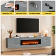 Gray Floating TV Stand with Fireplace - 70 Inch Engineered Wood Entertainment Center
