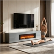Gray Floating TV Stand with Fireplace - 70 Inch Engineered Wood Entertainment Center