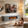 Gray Floating TV Stand with Fireplace - 70 Inch Engineered Wood Entertainment Center
