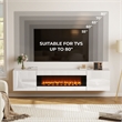 White Floating TV Stand with Fireplace - 70 Inch Engineered Wood Entertainment Center