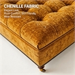 Yellow Chenille Storage Ottoman with Wheels Square Coffee Table Footstool Hidden Storage Bench Solid Wood Frame