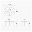 48 Inch Cream White Cotton Linen Oversized Oval Ottoman Bench with Solid Wood Frame Upholstered Footrest for Living Room Bedroom
