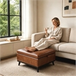 Brown Faux Leather Storage Ottoman Bench with Hidden Storage for Living Room