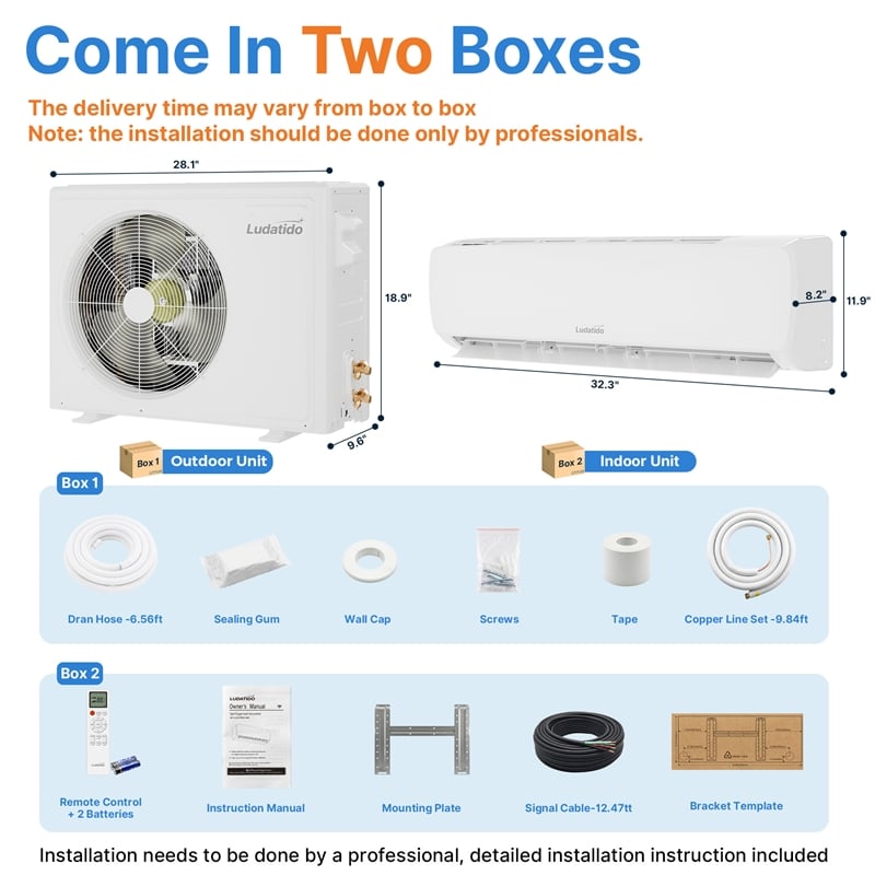 White 9000 BTU 115V Mini Split Air Conditioner / Heat Pump for 350-500 Sq. Ft.