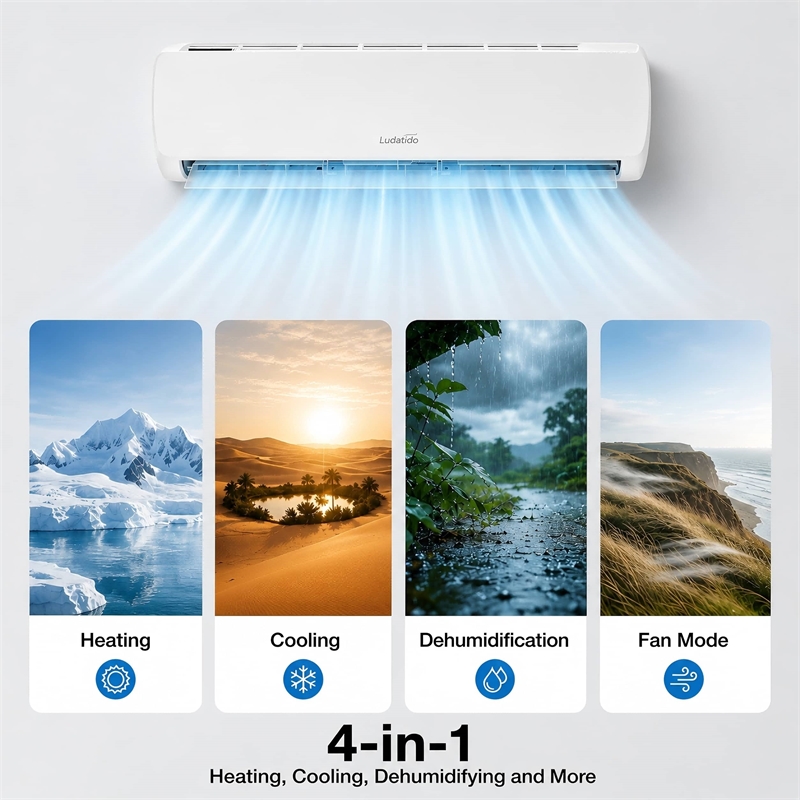 White 12000 BTU 115V Mini Split Air Conditioner / Heat Pump for 750-1250 Sq. Ft.