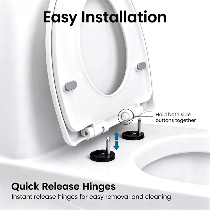White Polypropylene U-Shaped Toilet Seat with Cover 17.72 x 13.98 in