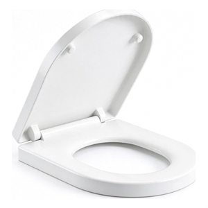 White Polypropylene U-Shaped Toilet Seat with Cover 17.72 x 13.98 in