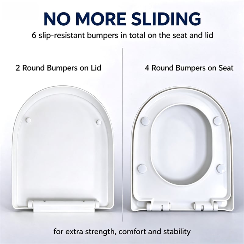 White Polypropylene U-Shaped Toilet Seat with Cover 17.72 x 13.98 in