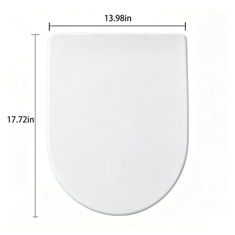 White Polypropylene U-Shaped Toilet Seat with Cover 17.72 x 13.98 in